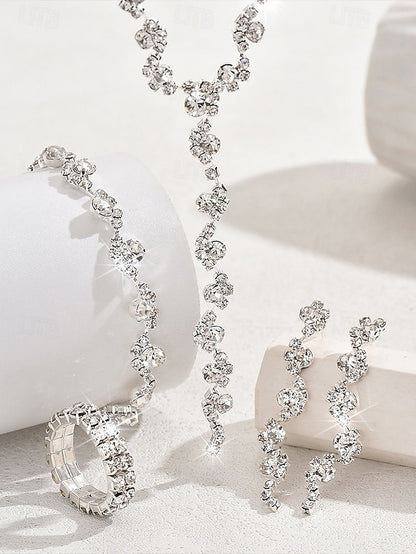 – Elegant Set Rhinestone Jewelry Necklace Gold