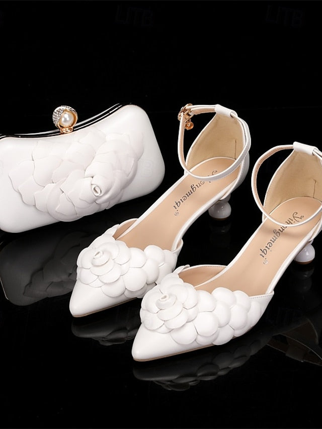 White Shoes Bridal Clutch Floral-Embellished with Matching –