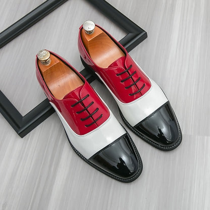 Men's – Patent Leather Red White and Shoes Oxford