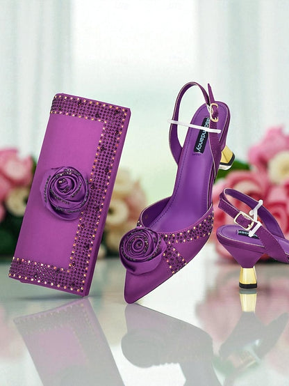 and Matching Women's Heels - Slingback Gold Set Clutch