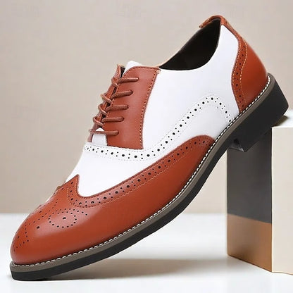 Men's in White Oxford Brogue Shoes Two-Tone Wingtip