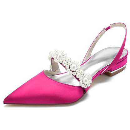 Shoes Elegant with Pearl Women's White Satin