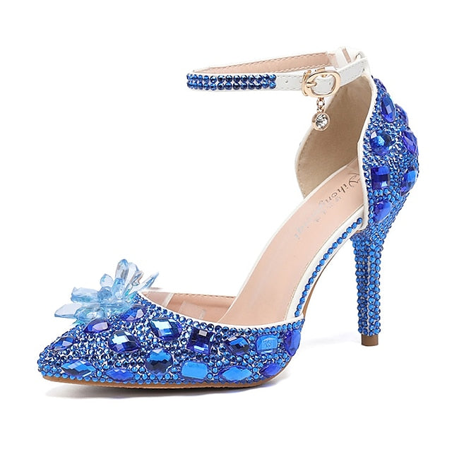 High – Rhinestone Heel Sandals Purple Elegant Women's