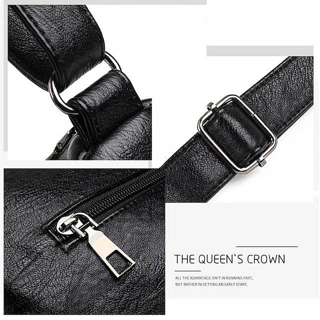 Shoulder Women's Bag Leather Black – Faux Multi-Pocket