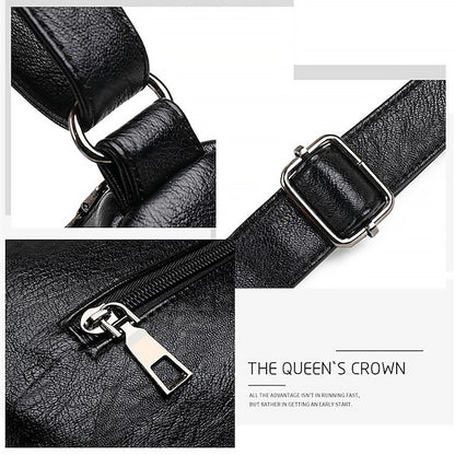 Shoulder Women's Bag Leather Black – Faux Multi-Pocket