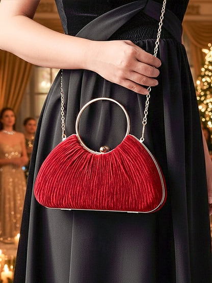 Handbag Party Velvet Women's Christmas Elegant Red –