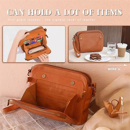 Shoulder Leather Women's Vintage Three-Layer Crossbody