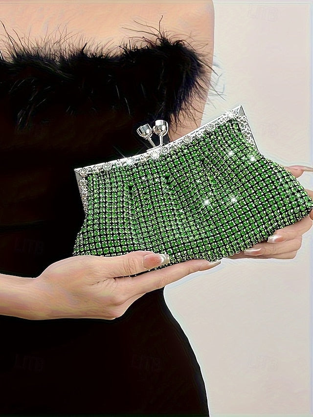 Sage Purse Clutch Women's Rhinestone Vintage Green –