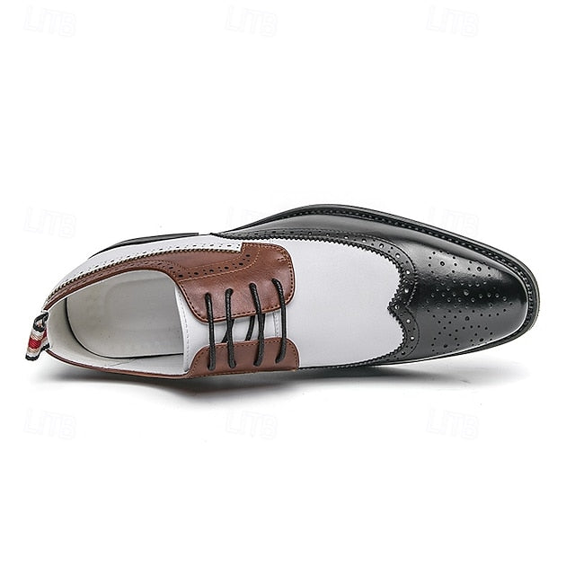 Shoes Tri-Color Brogue in Black Oxford Wingtip Men's