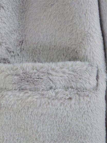 Coat Fleece Fur Lined Faux Warm Pocket Women's Breathable