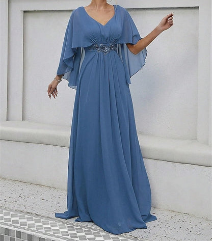 of Neck the Party Dress V Bride Mother Elegant Floor