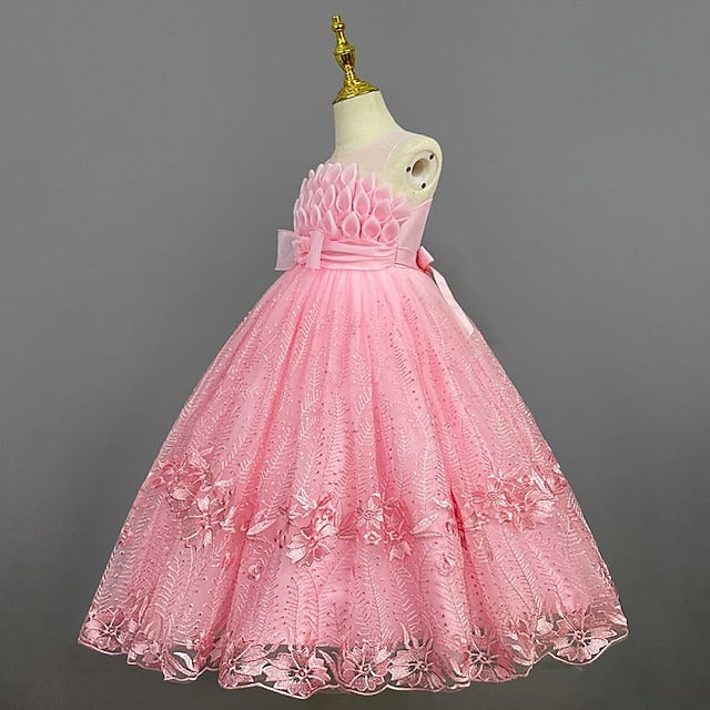 Kids Girl Solid Colored Dress Girls' Flower