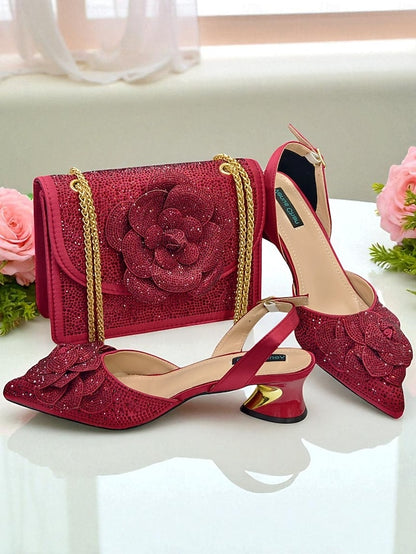 with Matching Rhinestone Gold Pumps Slingback Women's