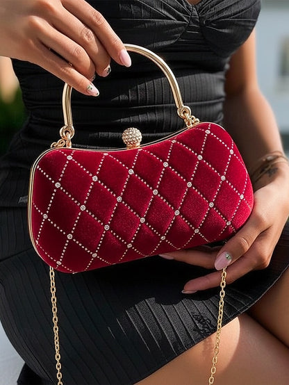 Velvet Accents Women's Purse Evening with Quilted - Diamond