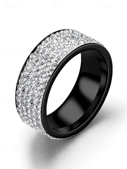 Rings Pave Wide Full Men's Band with Rhinestone