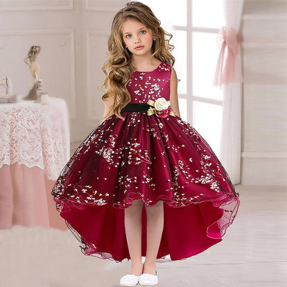 Floral Colored Solid Dress Girls' Kids Wedding Sleeveless