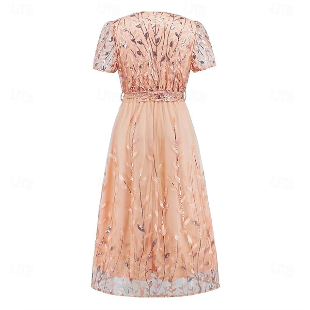 Sequin Dress Bride of A-Line Neck V the Elegant Mother
