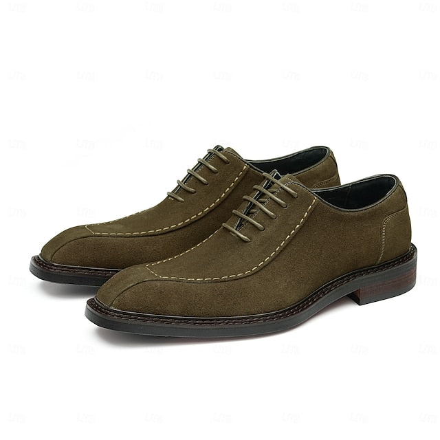 - Classic Cowhide Genuine Leather Shoes Men's Derby Suede