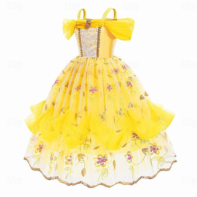 Princess Cute Dress Beauty Belle Flower the Beast Girl and