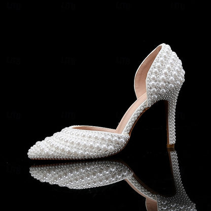 Set Women's and Stiletto – Pearl Bag White Clutch Heels