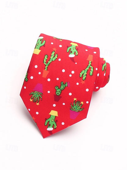 Tie Fun Christmas Men's and Polyester Silk Tree Santa –
