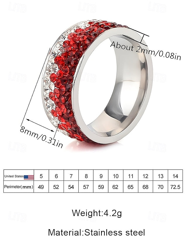 Stylish Stainless Steel Ring Men's Christmas Red –
