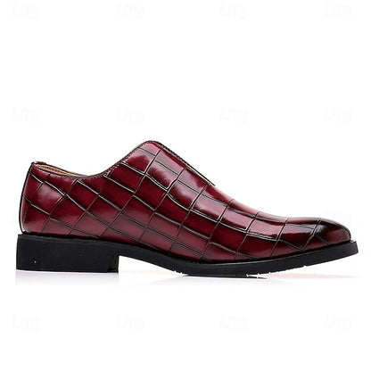 Slip-On Pattern Burgundy Men's Crocodile Shoes –
