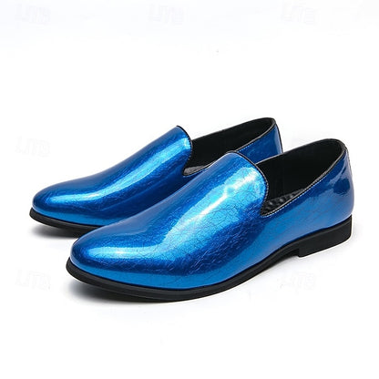 Gold Fashionable – Loafers Metallic Slip-On Men's Shiny