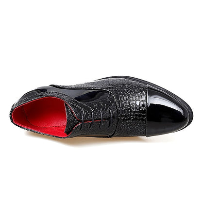 Oxford Crocodile Leather Patent Faux Men's Black Pattern