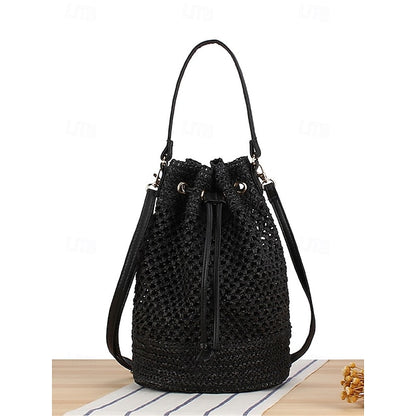 Bag - with Tote Women’s Summer Woven Drawstring Stylish Bucket