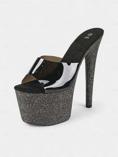 Heels Women's Platform Stiletto Glitter Red