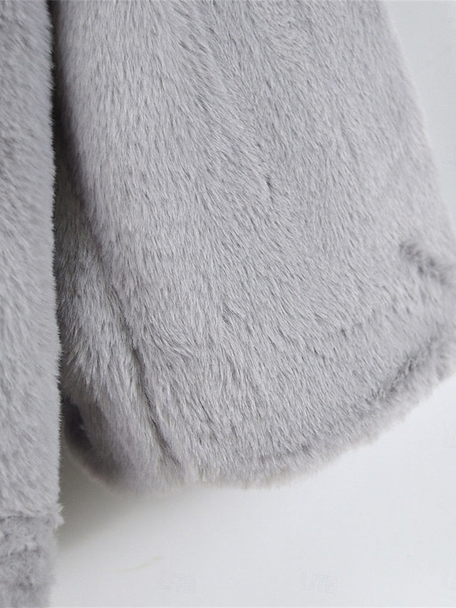 Coat Fleece Fur Lined Faux Warm Pocket Women's Breathable