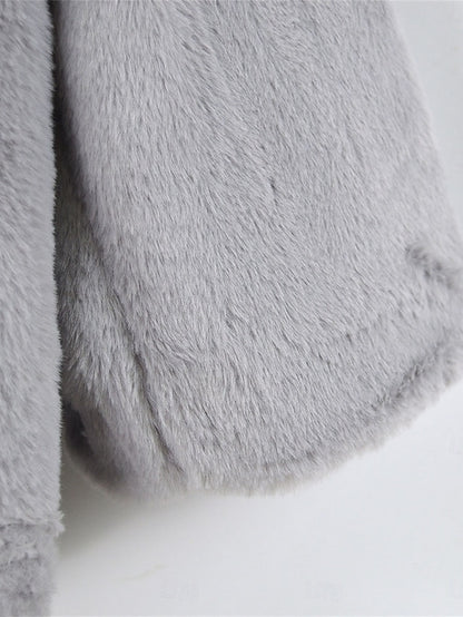 Coat Fleece Fur Lined Faux Warm Pocket Women's Breathable