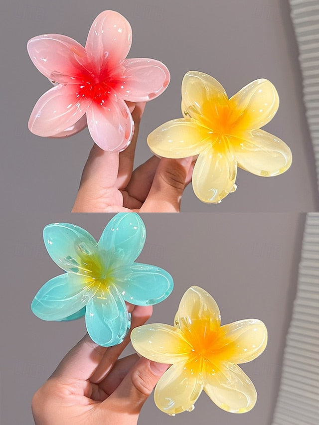 6PCS Hair Tropical Resin – Clips Plumeria Hawaiian Flower