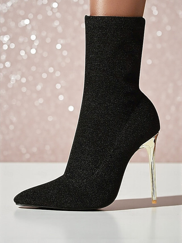 Print Pointed Ankle Leopard Sexy Boots Stiletto - Women's