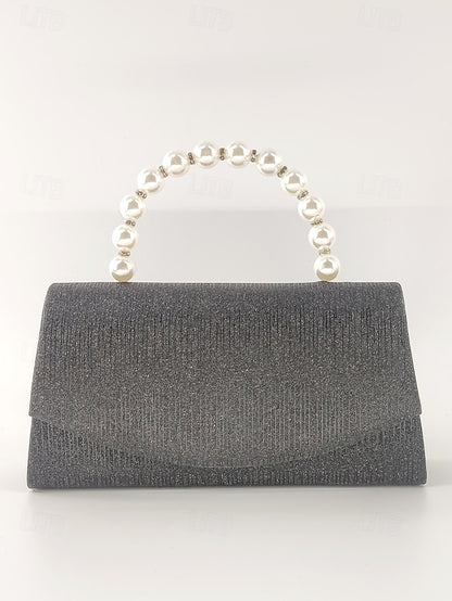 Handle Bag with Women's Pearl – Glitter Purple Clutch