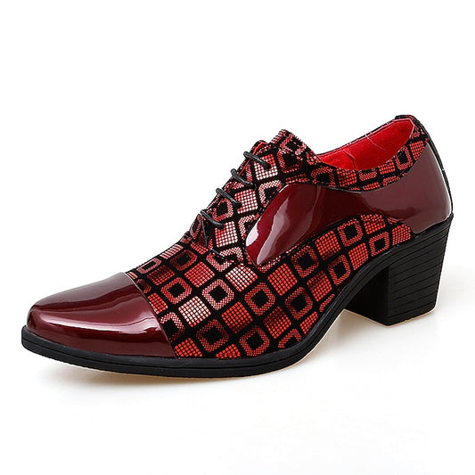 and Patent Oxford Red Block Heel Men's Shoes Black Leather