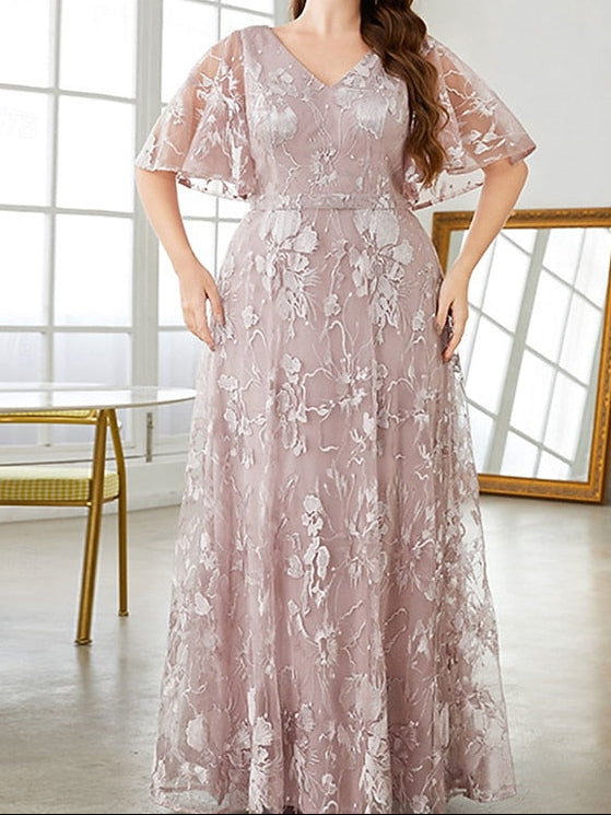 Bride of Plus Dress Mother Size Neck V the Curve Elegant