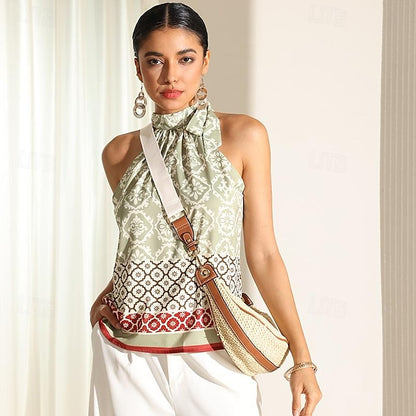 Straw Leather Women's Boho Crossbody Bag with Adjustable