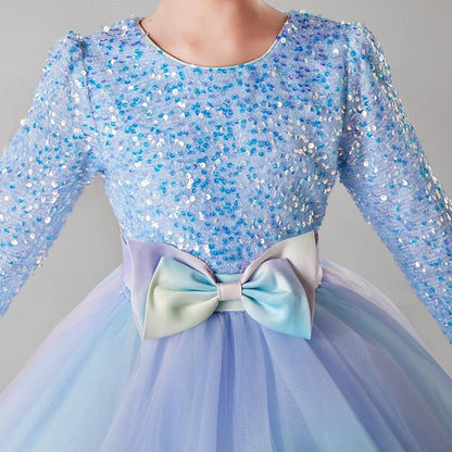 Color Girls' Long Solid Kids Dress Flower Girl Party