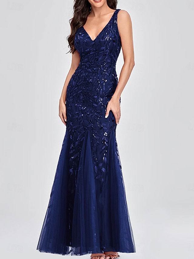 V Bride Mother Neck Party Floor the Elegant Dress of