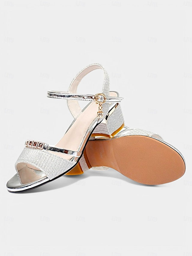 Elegant Silver for Sandals - Shoes Heeled Women Rhinestone