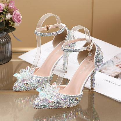 High – Rhinestone Heel Sandals Purple Elegant Women's