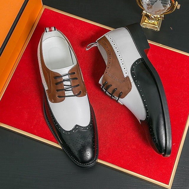 Brown with Men's Oxford and Shoes White Wingtip