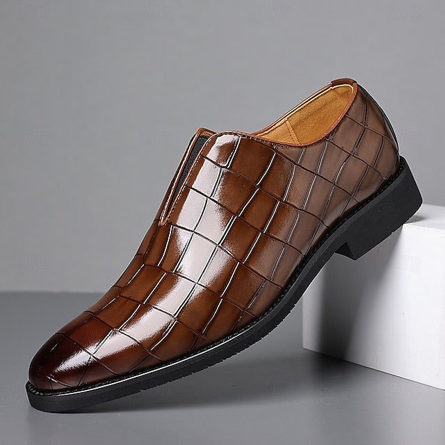 Slip-On Pattern Burgundy Men's Crocodile Shoes –