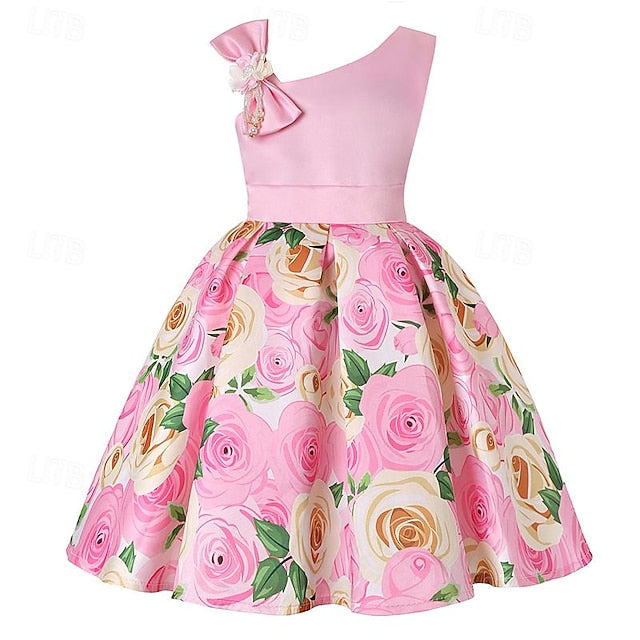 Dress 3D Girls' Sleeveless Easter Summer Party Flower