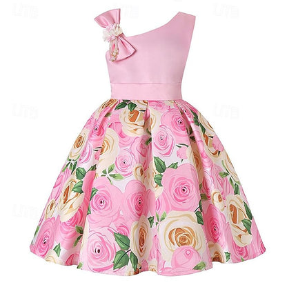 Dress 3D Girls' Sleeveless Easter Summer Party Flower