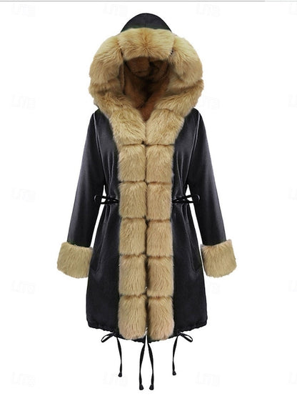 Breathable Fur Warm Collar Coat Women's Pocket Faux
