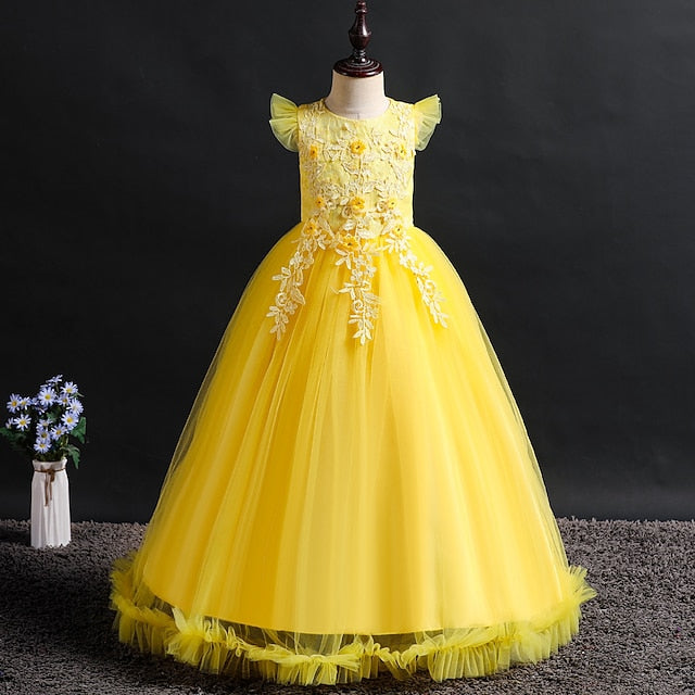 Jacquard Sleeveless Girls' Flower Kids Girl Dress