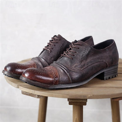 Men's Vintage Shoes Leather Oxford Genuine – Brogue